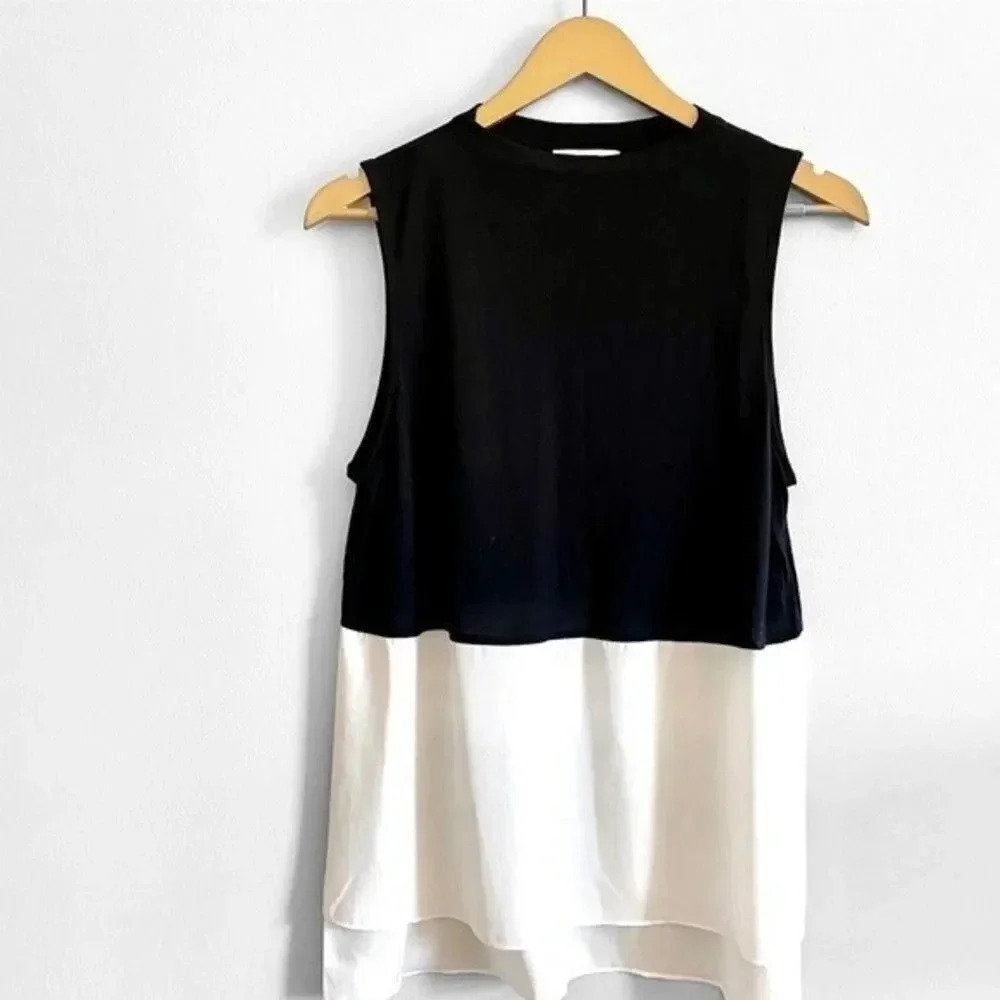 1. State Black and White Color Block Tank Top